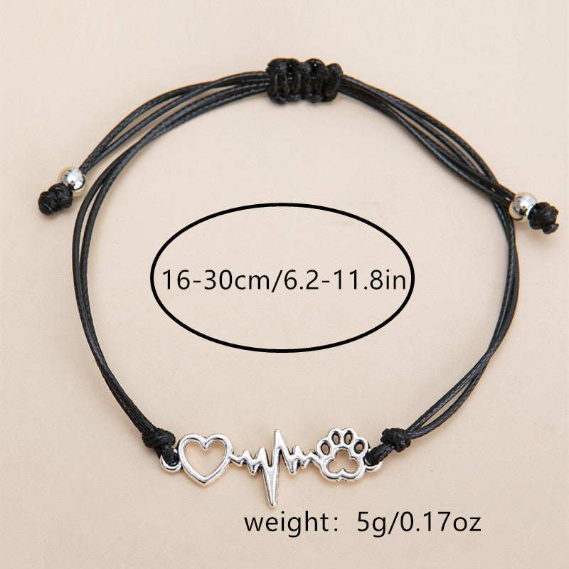 Dog Claw Wax Thread Woven Bracelet for Women