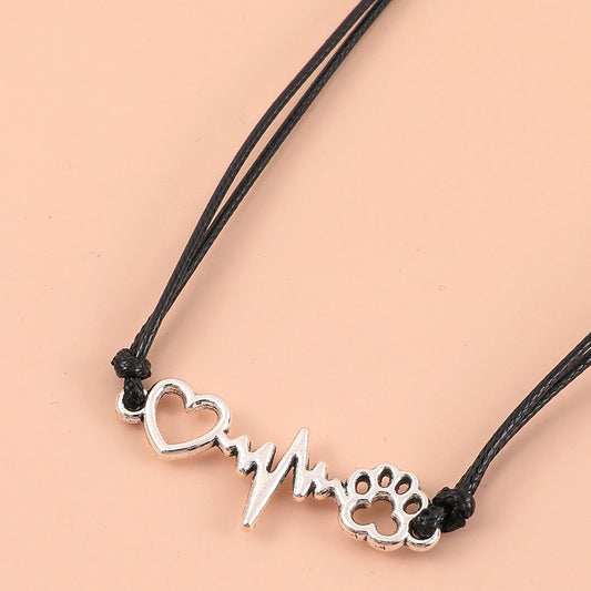 Dog Claw Wax Thread Woven Bracelet for Women