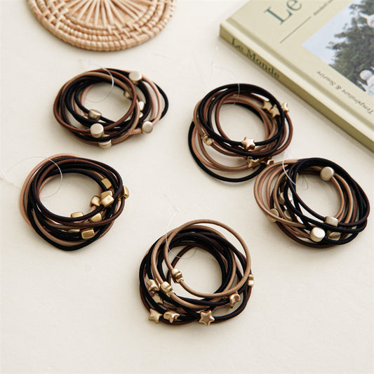 10pcs Star Shape Hair Tie Elastic Hair Rope Solid Ponytail Tie Hair Accessories