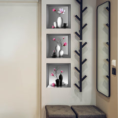 3pcs Flowers And Vases Wall Stickers Self adhesive Decoration