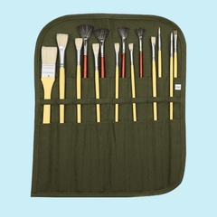 Canvas Paint Brush Holder Organizer 16 Slot Pockets Carry Pouch