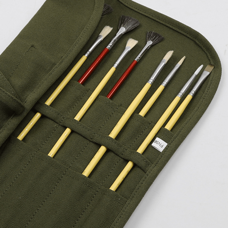 Canvas Paint Brush Holder Organizer 16 Slot Pockets Carry Pouch