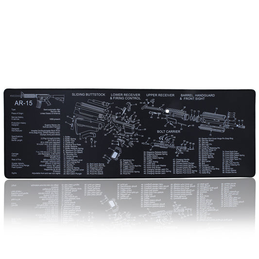 AR15 Gun Cleaning Mat with Parts Diagram & Instructions