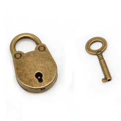 Vintage Metal Lock and Key Padlock