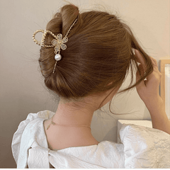 Flower & Pearl Hair Claw Banana Clip Non Slip Hair Accessory