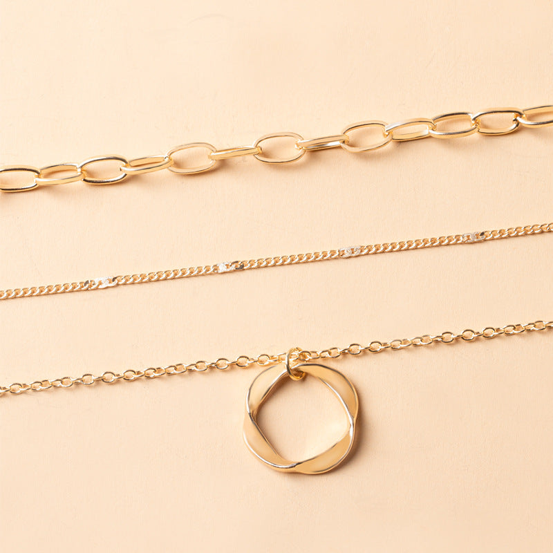 Vintage Golden Multilayer Chains Necklace For Women