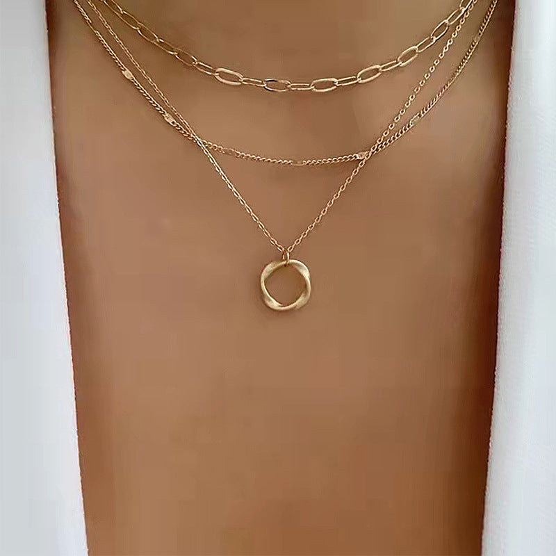 Vintage Golden Multilayer Chains Necklace For Women