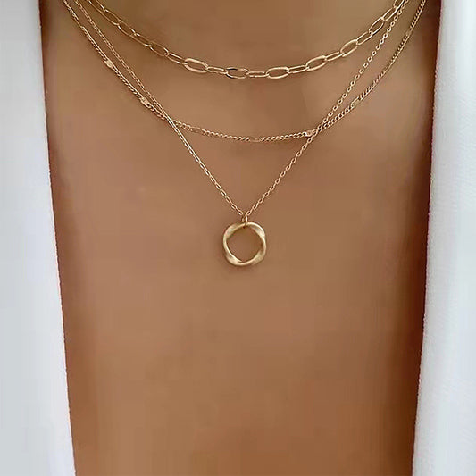 Vintage Golden Multilayer Chains Necklace For Women