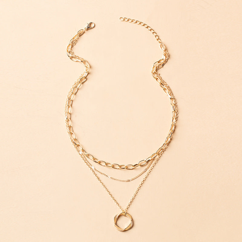 Vintage Golden Multilayer Chains Necklace For Women