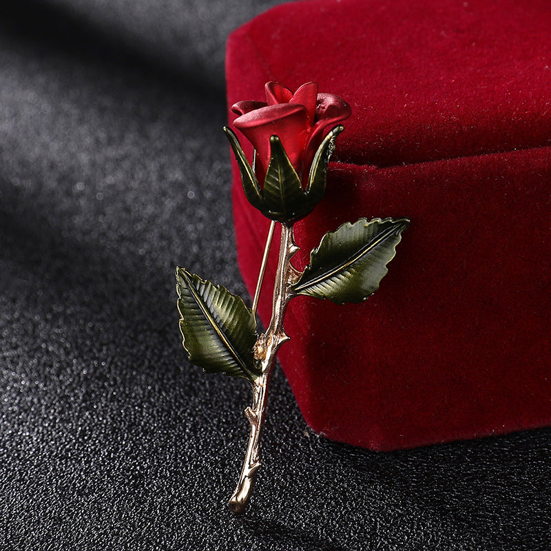 1pc Literary Retro Pin Rose Flower Brooch High-end Corsage Gift