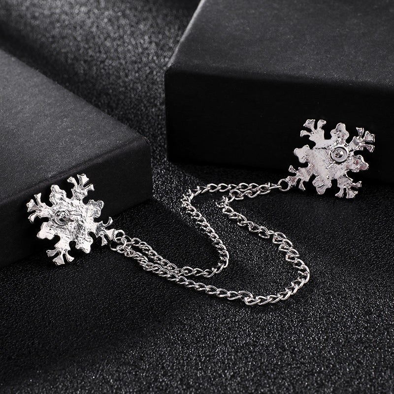 Men's Cross Coat Collar Chain Women's Tassel Rhinestone Brooch