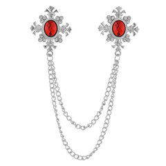 Men's Cross Coat Collar Chain Women's Tassel Rhinestone Brooch