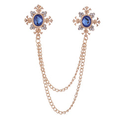 Men's Cross Coat Collar Chain Women's Tassel Rhinestone Brooch
