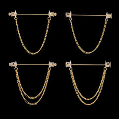 Alloy Chain Tassel Brooch Men's Shirt Suit Collar Pin