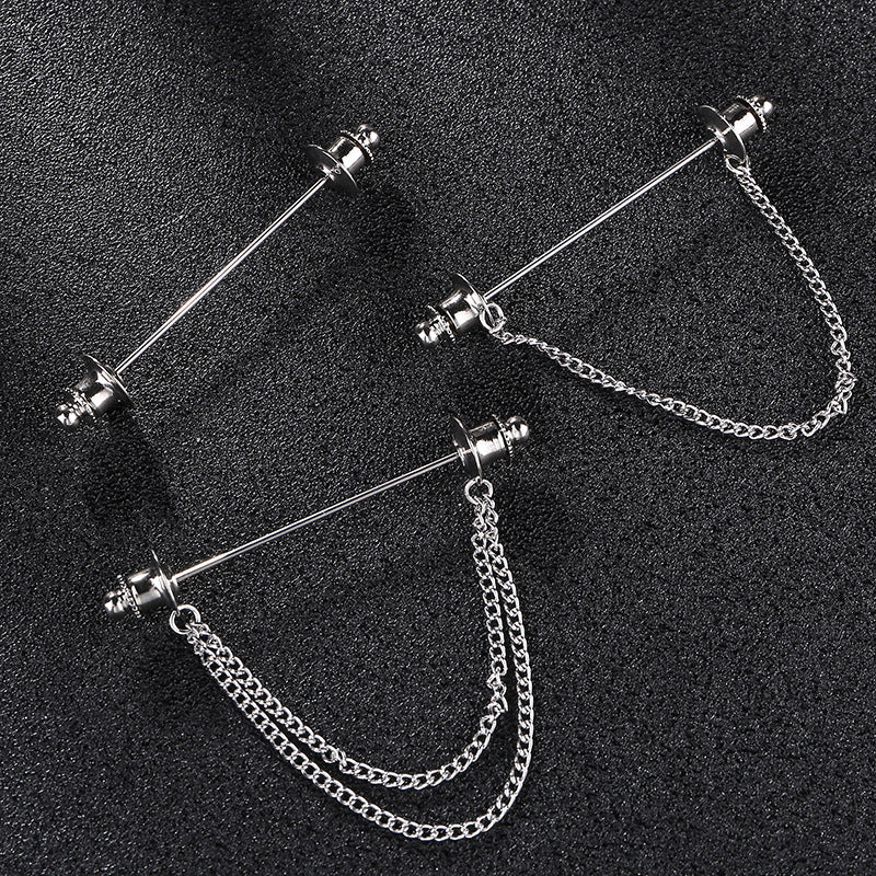 Alloy Chain Tassel Brooch Men's Shirt Suit Collar Pin