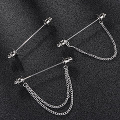 Alloy Chain Tassel Brooch Men's Shirt Suit Collar Pin