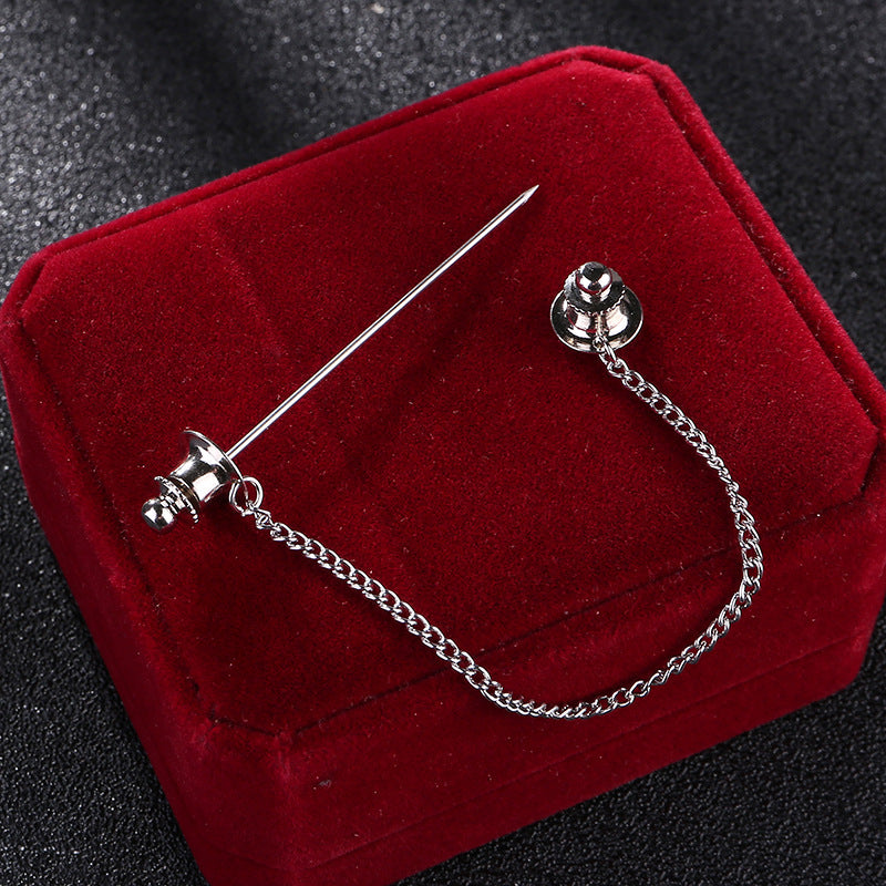 Alloy Chain Tassel Brooch Men's Shirt Suit Collar Pin