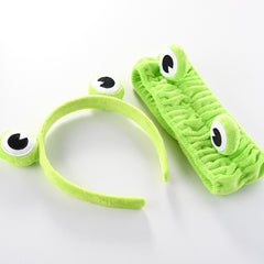 Frog Women's Hair Band Cartoon Animals Hair Hoop Green Elastic Wide Headband