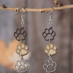 Wood Footprints Earrings Dangle Lightweight Women Girls