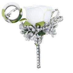 Flower Shaped Brooch Wedding Groom Bridal Pin Rose Groomsmen Bridesm