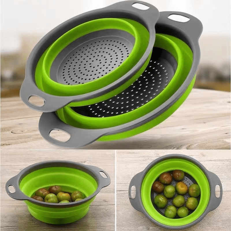 Circular Hanging Drain Basket Folding Fruit Basket Telescopic Washing Basket