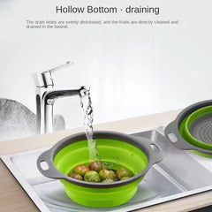 Circular Hanging Drain Basket Folding Fruit Basket Telescopic Washing Basket