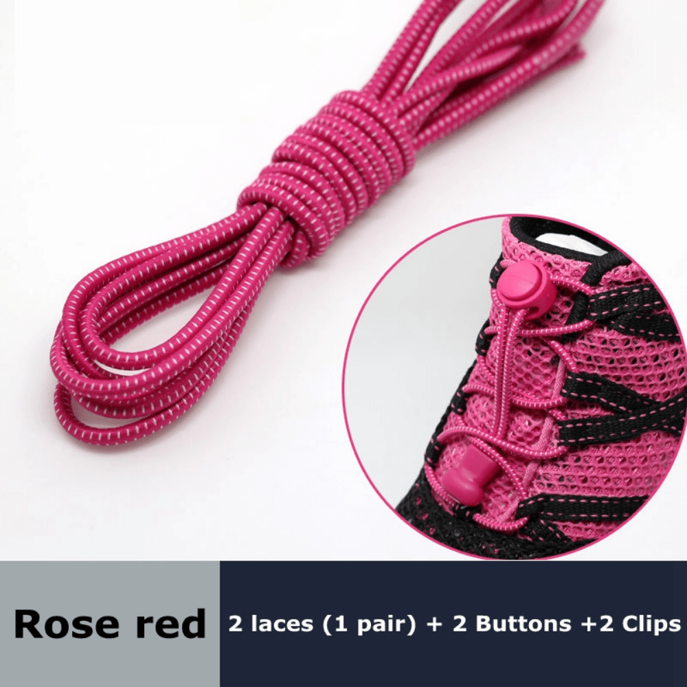 Elastic Round Shoelaces 1 Pair No Tie Locking Lazy Laces for Various Shoes