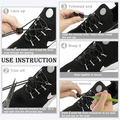 Elastic Round Shoelaces 1 Pair No Tie Locking Lazy Laces for Various Shoes
