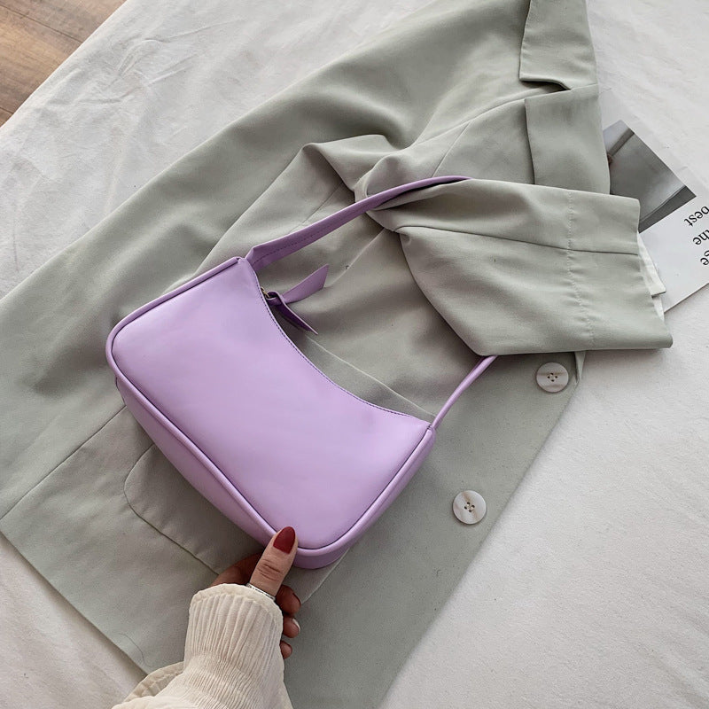 Minimalist Baguette Bag Women's PU Leather Underarm Purse Shoulder Bag