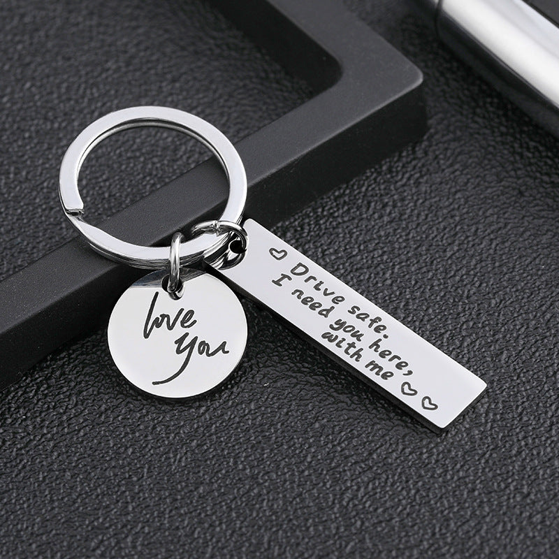 Couple Key Chain Safe Driving Stainless Steel