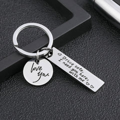 Couple Key Chain Safe Driving Stainless Steel