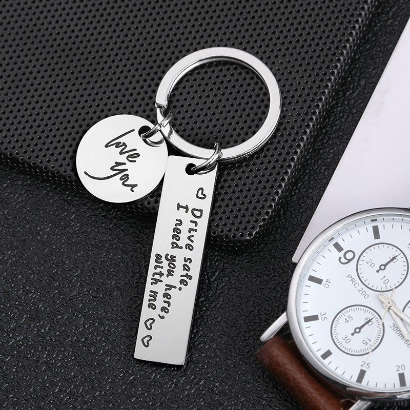 Couple Key Chain Safe Driving Stainless Steel