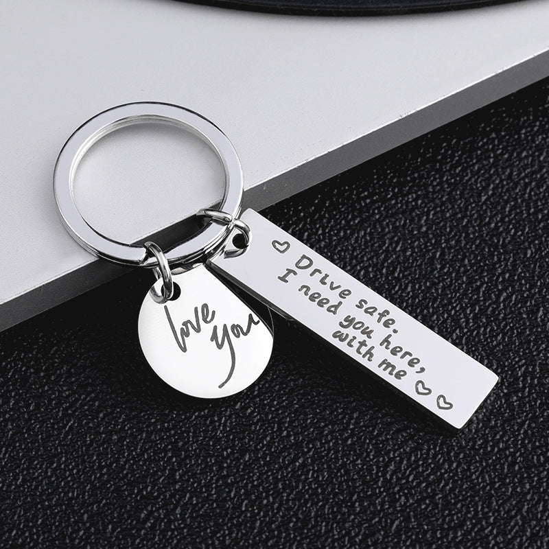 Couple Key Chain Safe Driving Stainless Steel