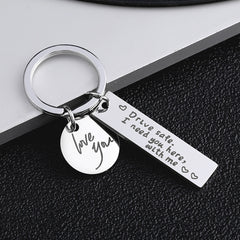 Couple Key Chain Safe Driving Stainless Steel