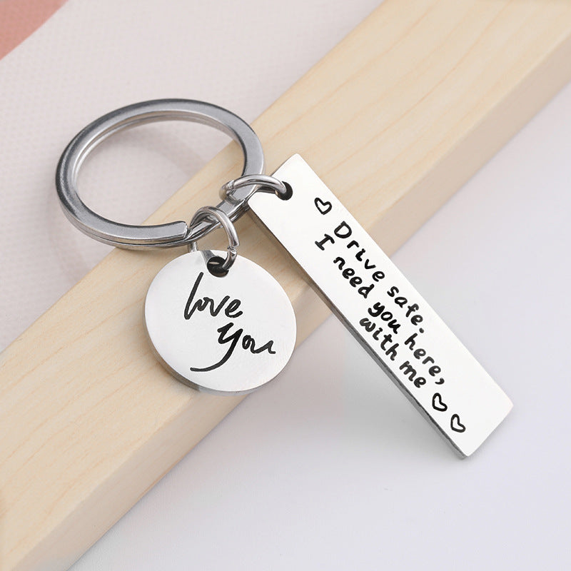 Couple Key Chain Safe Driving Stainless Steel