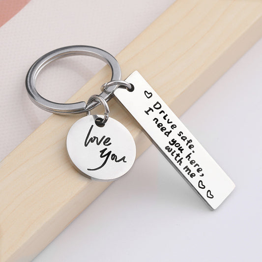 Couple Key Chain Safe Driving Stainless Steel