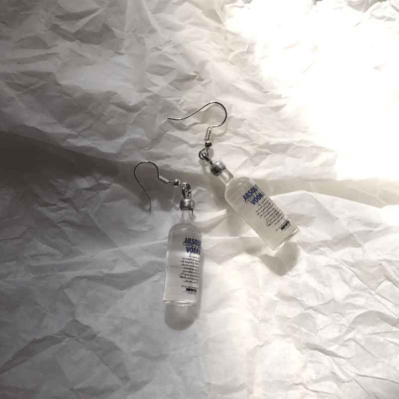 Y2K Vodka Wine Bottle Drop Dangle Earrings Resin Simulation Transparent