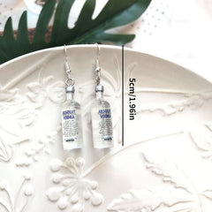 Y2K Vodka Wine Bottle Drop Dangle Earrings Resin Simulation Transparent