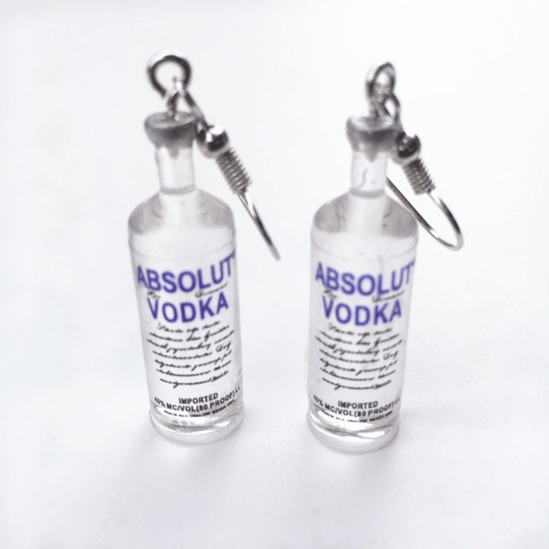 Y2K Vodka Wine Bottle Drop Dangle Earrings Resin Simulation Transparent