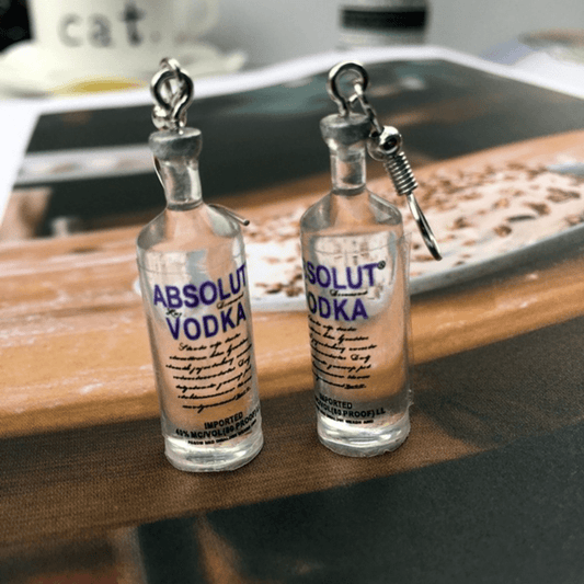 Y2K Vodka Wine Bottle Drop Dangle Earrings Resin Simulation Transparent