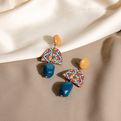 Yellow Contrast Acrylic Earrings Geometric Baroque Style Long Earrings