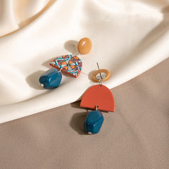 Yellow Contrast Acrylic Earrings Geometric Baroque Style Long Earrings