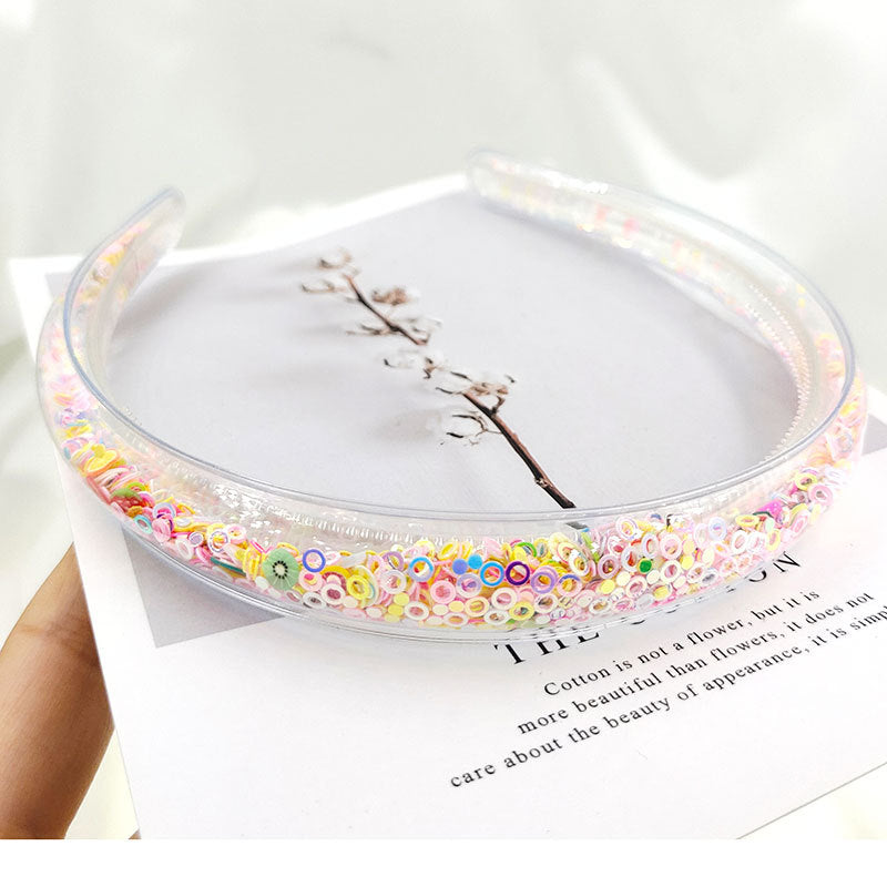 Clear Frame Headband Block Bead Decor Hair Hoop Plastic Hair Accessory