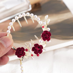 Faux Pearl Rhinestone Flower Hair Clips for Women