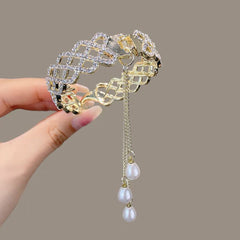 Faux Pearl Rhinestone Flower Hair Clips for Women