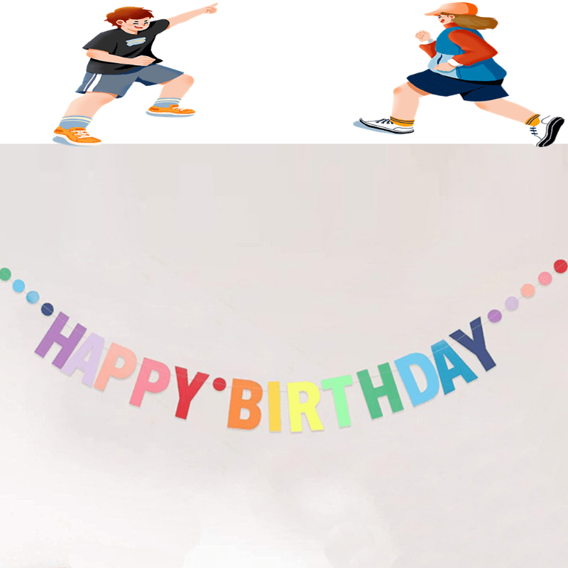 Rainbow Cardboard Banner Gradient Birthday Letter Pull Flag Banner