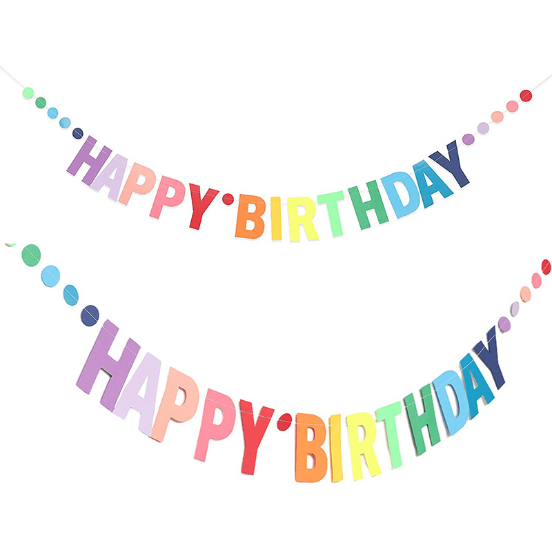 Rainbow Cardboard Banner Gradient Birthday Letter Pull Flag Banner