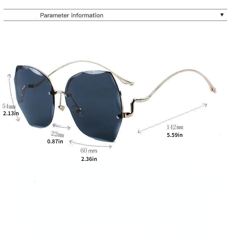 Rimless Butterfly Flower Sunglasses Gradient Cut Edge Sunshade Eyeglasses