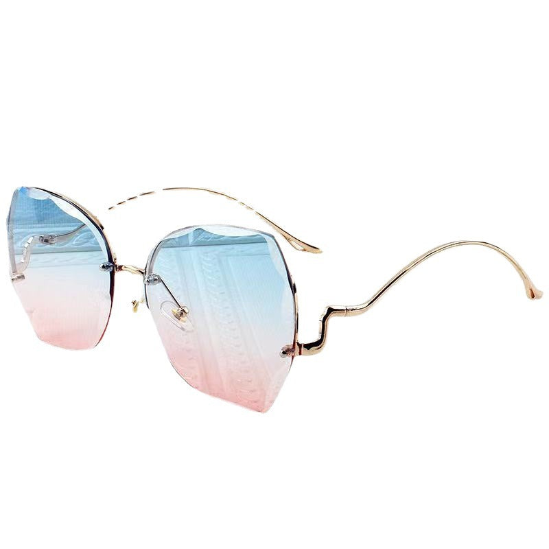 Rimless Butterfly Flower Sunglasses Gradient Cut Edge Sunshade Eyeglasses