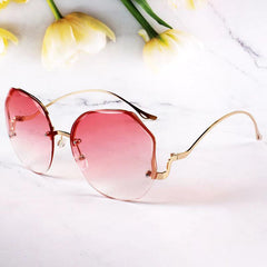 Rimless Butterfly Flower Sunglasses Gradient Cut Edge Sunshade Eyeglasses